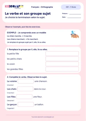 Accorder le verbe avec un groupe sujet au CE1 — exercices à imprimer