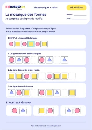 mosaïque de motifs et de formes en GS — fiche enfant