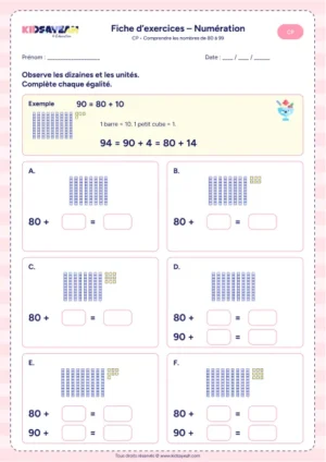 Fiche : nombres de 80 à 99 CP