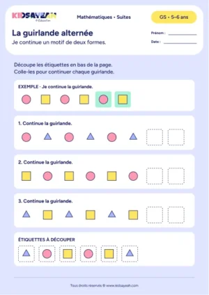 guirlande de deux formes à découper en GS — fiche enfant