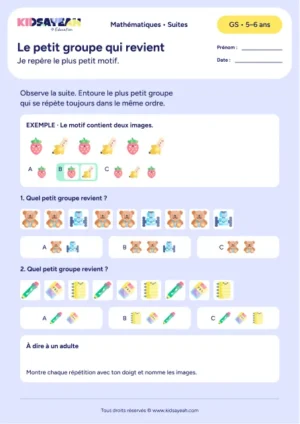 plus petit motif répété en GS — fiche enfant