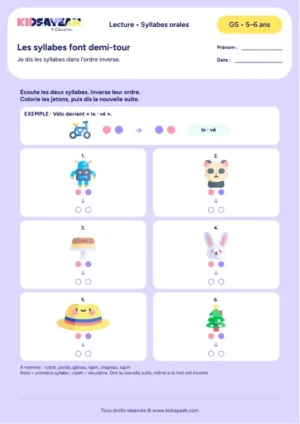 Inverser deux syllabes avec des jetons de couleur en GS — fiche à imprimer