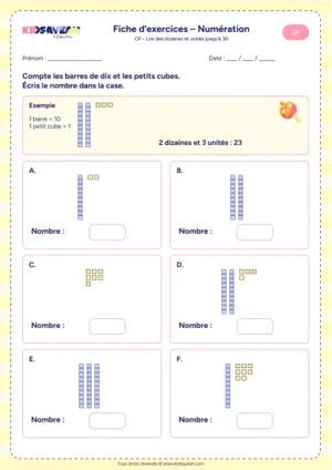 Fiche : lire dizaines et unités jusqu’à 30 CP