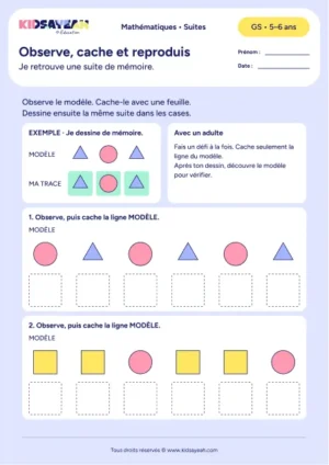 reproduire une suite de formes de mémoire en GS — fiche enfant