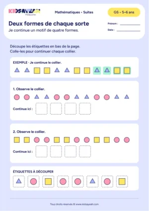 motif de deux formes de chaque sorte en GS — fiche enfant