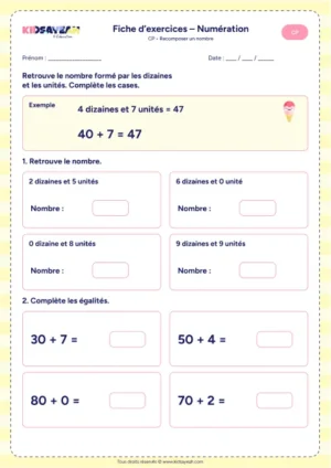 Fiche : recomposer un nombre CP