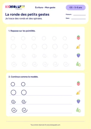 ronds et spirales GS à imprimer — aperçu de la fiche La ronde des petits gestes